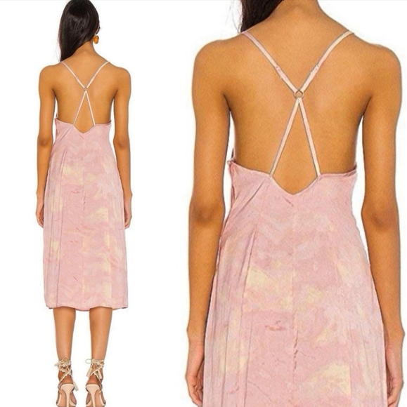 FREE PEOPLE Pink Silky Tie Dye Midi Slip Dress - Picture 2 of 8